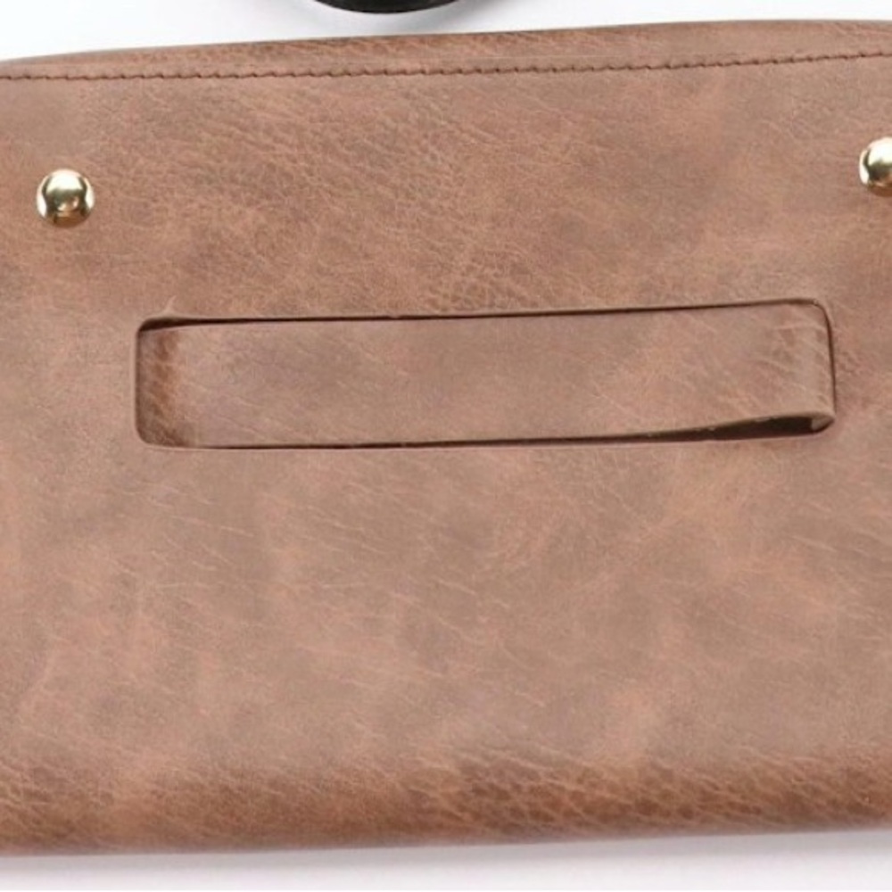Chic Tan Clutch with Gold Accents